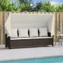 Lounger with hood and brown synthetic rattan cushions by , Loungers - Ref: Foro24-368354, Price: 279,11 €, Discount: %