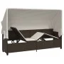 Lounger with hood and brown synthetic rattan cushions by , Loungers - Ref: Foro24-368354, Price: 279,11 €, Discount: %