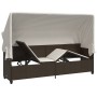 Tumbona con capota y cojines ratán sintético marrón de , Tumbonas - Ref: Foro24-368354, Precio: 238,89 €, Descuento: %