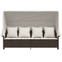 Lounger with hood and brown synthetic rattan cushions by , Loungers - Ref: Foro24-368354, Price: 268,77 €, Discount: %