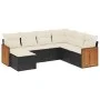 Set de comedor de jardín 7 pzas y cojines ratán sintético negro de , Conjuntos de jardín - Ref: Foro24-3260285, Precio: 429,1...