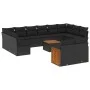 Garden sofa and cushion set 13 pieces black synthetic rattan by , Garden sets - Ref: Foro24-3260529, Price: 806,53 €, Discoun...