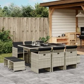 Garden dining set 11 pieces and gray synthetic rattan cushions by , Garden sets - Ref: Foro24-3210611, Price: 722,47 €, Disco...