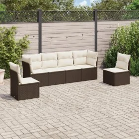 6-piece garden sofa set and brown synthetic rattan cushions by , Garden sets - Ref: Foro24-3217373, Price: 389,37 €, Discount: %