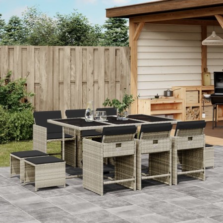 Garden dining set 11 pieces and gray synthetic rattan cushions by , Garden sets - Ref: Foro24-3211151, Price: 536,31 €, Disco...