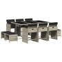 Set de comedor de jardín 11 pzas y cojines ratán sintético gris de , Conjuntos de jardín - Ref: Foro24-3211151, Precio: 492,06 €