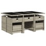 Garden dining set 11 pieces and gray synthetic rattan cushions by , Garden sets - Ref: Foro24-3211151, Price: 536,31 €, Disco...