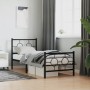 Bed frame with headboard and black metal footboard 80x200 cm by , Beds and slatted bases - Ref: Foro24-376235, Price: 77,65 €...