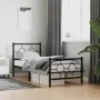 Bed frame with headboard and black metal footboard 80x200 cm by , Beds and slatted bases - Ref: Foro24-376235, Price: 76,59 €...
