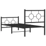 Bed frame with headboard and black metal footboard 80x200 cm by , Beds and slatted bases - Ref: Foro24-376235, Price: 76,59 €...