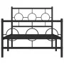Bettgestell mit Kopfteil und Fußteil aus schwarzem Metall 90x200 cm von , Betten und Lattenroste - Ref: Foro24-376237, Preis:...