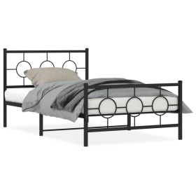 Estructura de cama con cabecero y estribo metal negro 107x203cm