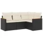 4-piece garden sofa set with black synthetic rattan cushions by , Garden sets - Ref: Foro24-3258332, Price: 269,47 €, Discoun...