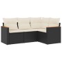 4-teilige Gartensofagarnitur mit schwarzen synthetischen Rattankissen von , Gartensets - Ref: Foro24-3258332, Preis: 272,50 €...