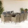 9-piece garden dining set with beige synthetic rattan cushions by , Garden sets - Ref: Foro24-3211889, Price: 1,00 €, Discoun...