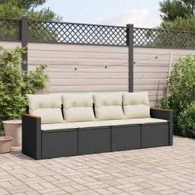 4-piece garden sofa set with black synthetic rattan cushions by , Garden sets - Ref: Foro24-3258171, Price: 246,03 €, Discoun...