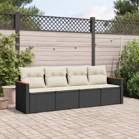 4-teilige Gartensofagarnitur mit schwarzen synthetischen Rattankissen von , Gartensets - Ref: Foro24-3258171, Preis: 248,82 €...