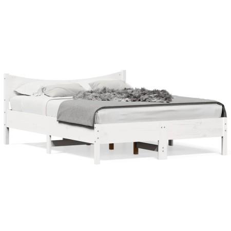 Solid white pine wood bed frame 140x200 cm by , Beds and slatted bases - Ref: Foro24-844726, Price: 129,07 €, Discount: %