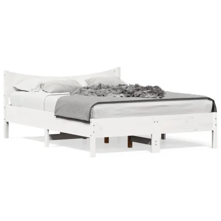 Solid white pine wood bed frame 140x200 cm by , Beds and slatted bases - Ref: Foro24-844726, Price: 127,91 €, Discount: %