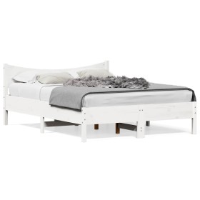 Solid white pine wood bed frame 120x200 cm by , Beds and slatted bases - Ref: Foro24-844730, Price: 123,13 €, Discount: %