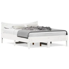 Solid white pine wood bed frame 120x200 cm by , Beds and slatted bases - Ref: Foro24-844730, Price: 122,02 €, Discount: %
