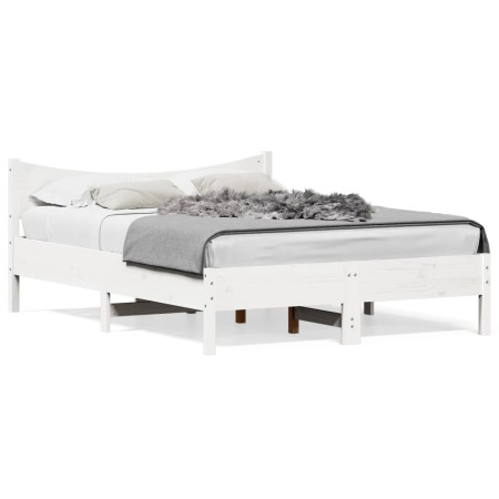 Solid white pine wood bed frame 120x200 cm by , Beds and slatted bases - Ref: Foro24-844730, Price: 123,07 €, Discount: %