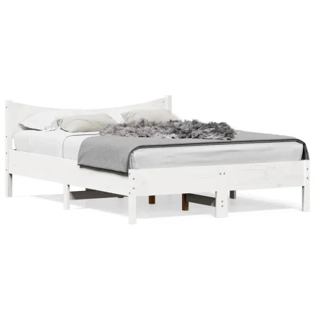 Solid white pine wood bed frame 120x200 cm by , Beds and slatted bases - Ref: Foro24-844730, Price: 122,02 €, Discount: %