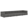 Set de sofás de jardín con cojines 4 pzas ratán sintético gris