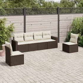 6-piece garden sofa set and brown synthetic rattan cushions by , Garden sets - Ref: Foro24-3218803, Price: 390,29 €, Discount: %
