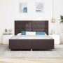 Estructura de cama con cabecera Marrón oscuro 180 x 200 cm tela