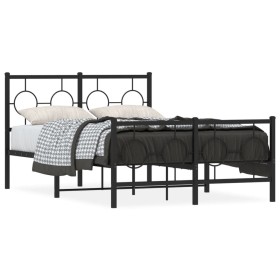 Black metal headboard and footboard bed frame 120x200 cm by , Beds and slatted bases - Ref: Foro24-376242, Price: 120,62 €, D...