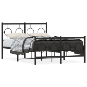 Black metal headboard and footboard bed frame 120x200 cm by , Beds and slatted bases - Ref: Foro24-376242, Price: 118,83 €, D...
