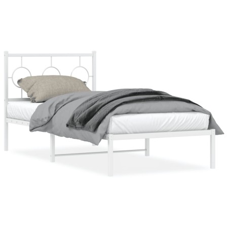Bettgestell aus Metall mit weißem Kopfteil 90x200 cm von , Betten und Lattenroste - Ref: Foro24-376268, Preis: 73,35 €, Rabat...