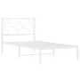 Estructura de cama de metal con cabecero blanco 90x200 cm de , Camas y somieres - Ref: Foro24-376268, Precio: 72,25 €, Descue...