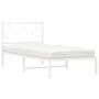 Estructura de cama de metal con cabecero blanco 90x200 cm de , Camas y somieres - Ref: Foro24-376268, Precio: 72,25 €, Descue...