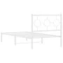 Estructura de cama de metal con cabecero blanco 90x200 cm de , Camas y somieres - Ref: Foro24-376268, Precio: 72,25 €, Descue...