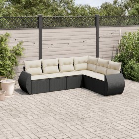 6-teiliges Gartensofa-Set und schwarze synthetische Rattankissen von , Gartensets - Ref: Foro24-3253743, Preis: 393,30 €, Rab...