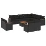 Garden sofa and cushion set 13 pieces black synthetic rattan by , Garden sets - Ref: Foro24-3258919, Price: 927,66 €, Discoun...