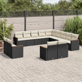 Garden sofa and cushion set 13 pieces black synthetic rattan by , Garden sets - Ref: Foro24-3258927, Price: 827,13 €, Discoun...