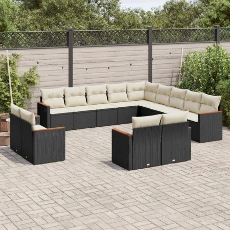 Garden sofa and cushion set 13 pieces black synthetic rattan by , Garden sets - Ref: Foro24-3258927, Price: 827,13 €, Discoun...