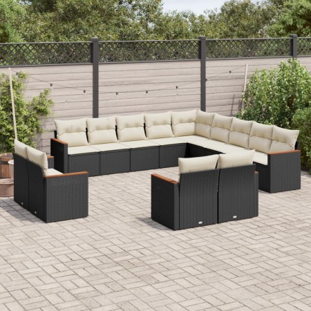 Set de sofás de jardín y cojines 13 pzas ratán sintético negro de , Conjuntos de jardín - Ref: Foro24-3258927, Precio: 837,95...
