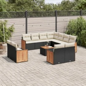 Garden sofa set 12 pieces with black synthetic rattan cushions by , Garden sets - Ref: Foro24-3258906, Price: 790,49 €, Disco...
