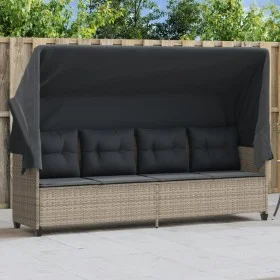 Sun lounger with hood and light gray synthetic rattan cushions by , Loungers - Ref: Foro24-368340, Price: 240,96 €, Discount: %