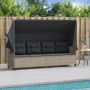 Sun lounger with hood and light gray synthetic rattan cushions by , Loungers - Ref: Foro24-368340, Price: 246,13 €, Discount: %