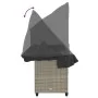 Sun lounger with hood and light gray synthetic rattan cushions by , Loungers - Ref: Foro24-368340, Price: 240,96 €, Discount: %