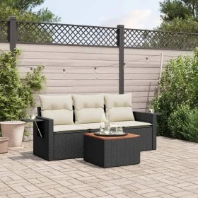 4-piece garden sofa set with black synthetic rattan cushions by , Garden sets - Ref: Foro24-3256763, Price: 247,86 €, Discoun...