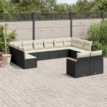 Gartensofa-Set 12-teilig mit schwarzen synthetischen Rattankissen von , Gartensets - Ref: Foro24-3258843, Preis: 731,84 €, Ra...