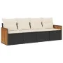 4-piece garden sofa set with black synthetic rattan cushions by , Garden sets - Ref: Foro24-3259851, Price: 263,54 €, Discoun...