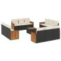 Garden sofa and cushion set 13 pieces black synthetic rattan by , Garden sets - Ref: Foro24-3259921, Price: 915,24 €, Discoun...