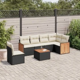 7-piece garden dining set and black synthetic rattan cushions by , Garden sets - Ref: Foro24-3260103, Price: 422,83 €, Discou...